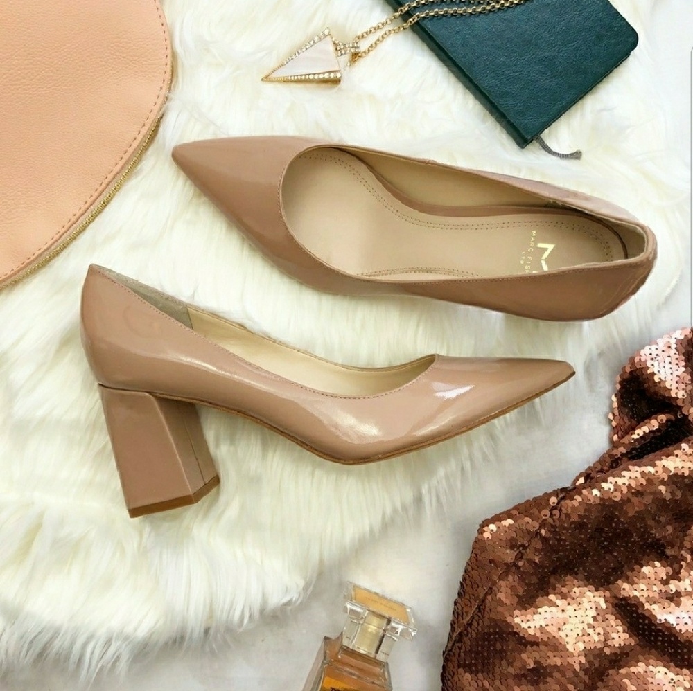 Dark blush block heels